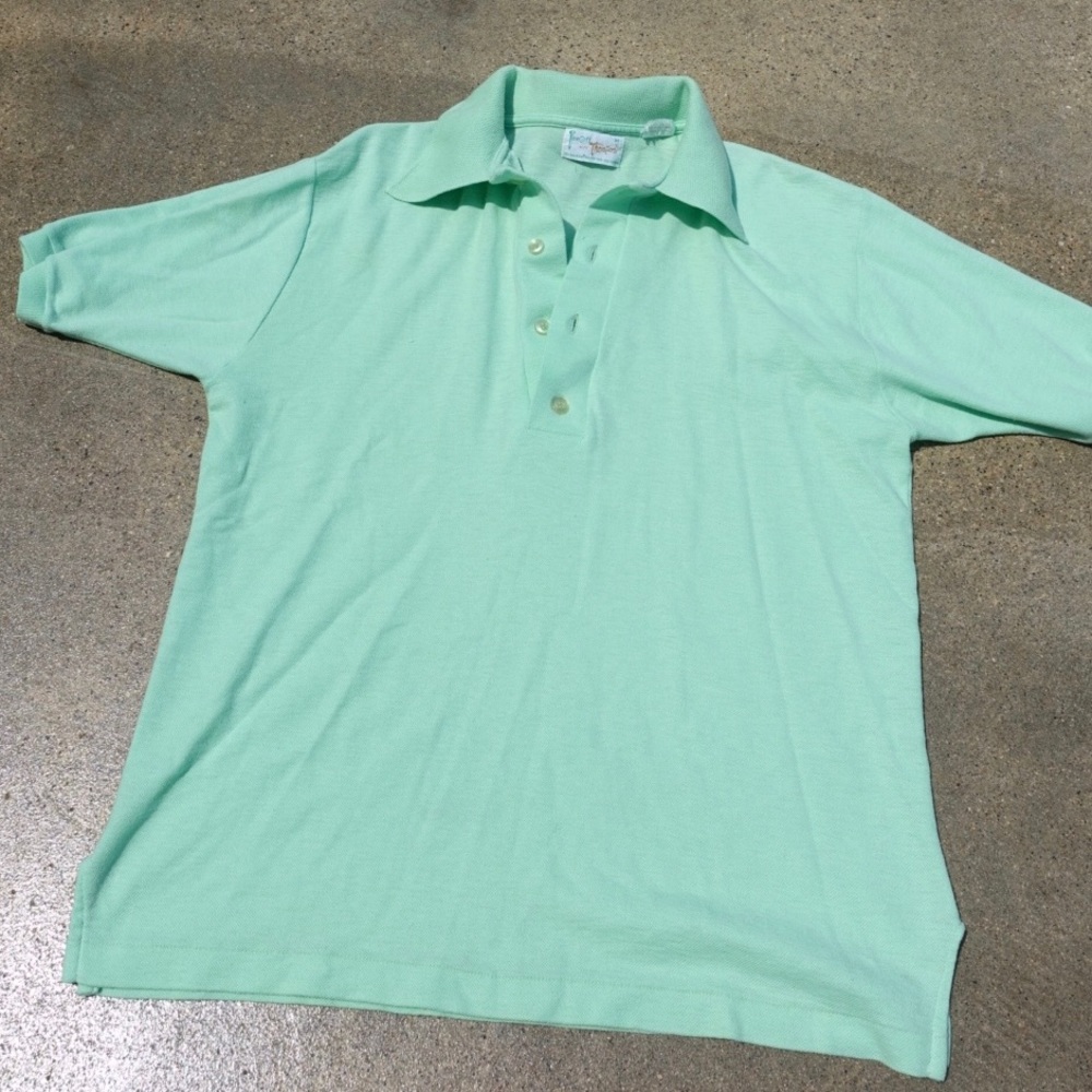 Vintage 70s Pastel Green Polo Shirt SOFT
